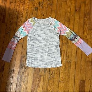 Multicolor Zigzag Sleeve Women's Top